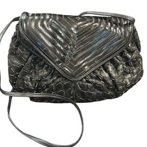 Vintage Sharif Black Leather Crossbody Bag